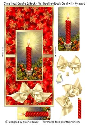 Christmas Candle & Book Vertical Foldback Card