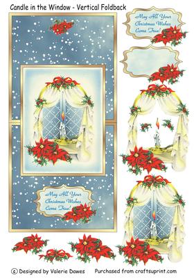 Candle in the Window - Vertical Foldback Card with Decoupage