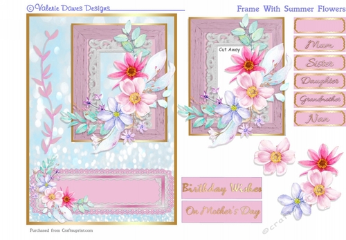 A5 Card Front - Frame with Summer Flowers