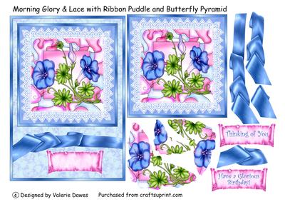 Morning Glory & Lace with Ribbon Puddle & Butterfly Pyramid