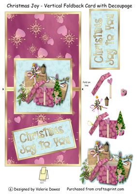 Christmas Joy - Vertical Foldback Card with Decoupage