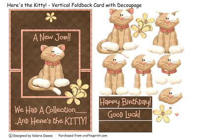 Here's the Kitty! - Vertical Foldback Card with Decoupage