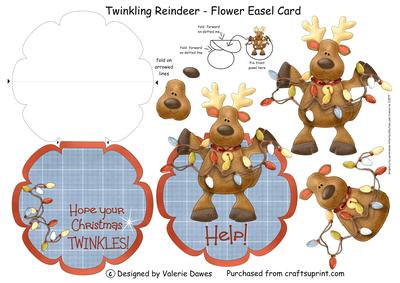 Twinkling Reindeer - Flower Easel Card or Topper