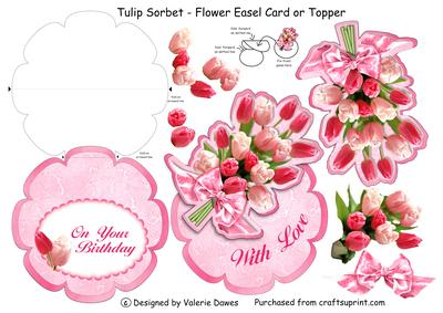 Tulip Sorbet - Flower Easel Card or Topper
