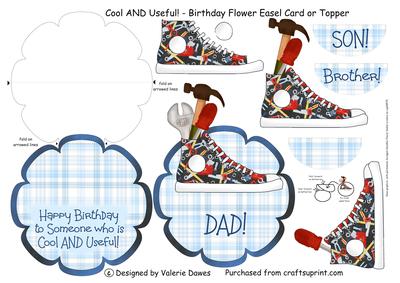 Cool and Useful - Male Birthday Flower Easel Card or Topper