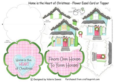 Home is the Heart of Christmas - Flower Easel Card or Topper