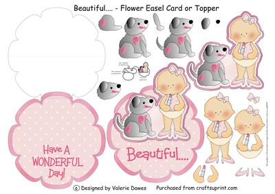 Beautiful -  Flower Easel Card or Topper