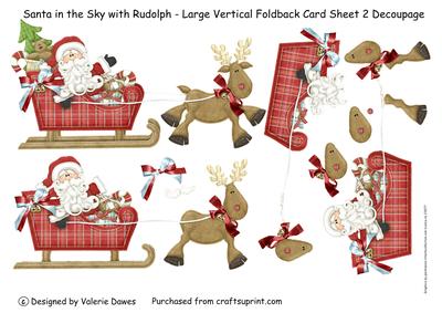 Santa in the Sky with Rudolph - Sheet 2 Decoupage