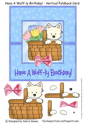 Have a Wuff-ly Birthday! - Vertical Foldback Card