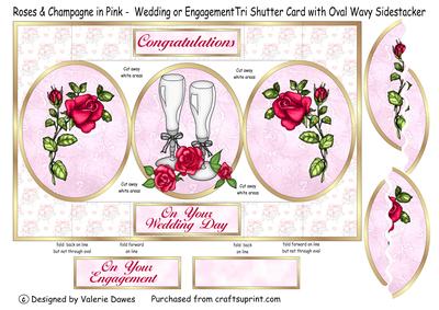 Champagne & Roses in Pink - Tri Shutter & Oval Wavy Stacker