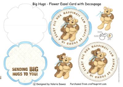 Big Hugs - Flower Easel Card with Decoupage
