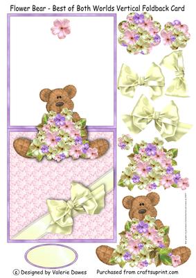 Flower Bear - Best of Both Worlds Vertical Foldback Card