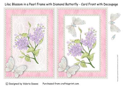 Lilac Blossom in a Pearl Frame with Diamond Butterfly