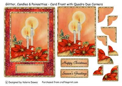 Glitter, Candles & Poinsettias - Quadro Duo Card Front