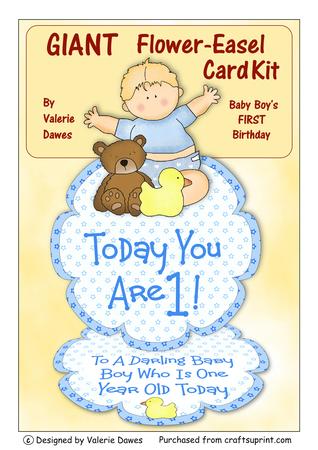 Giant Flower Easel Card Kit - Baby Boy's 1st Birthday