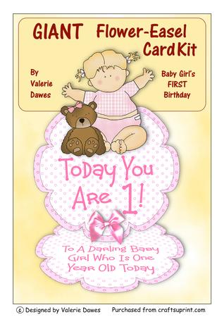 Giant Flower Easel Card Kit - Baby Girl's 1st Birthday