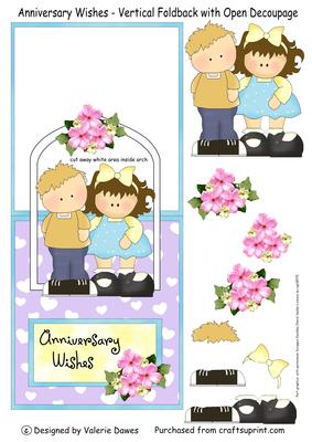 Anniversary Wishes - Vertical Foldback with Open Decoupage