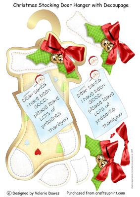 Christmas Stocking Door Hanger with Decoupage