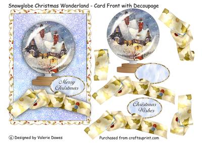 Snowglobe Christmas Wonderland - Card Front with Decoupage