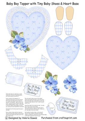 Baby Boy Topper - Tiny Baby Shoes with Heart Base