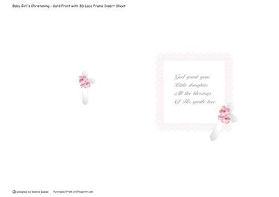 Baby Girl's Christening - Card Front with Lace Frame Insert