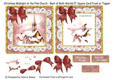 Christmas Midnight at the Pink Church - 5" Square