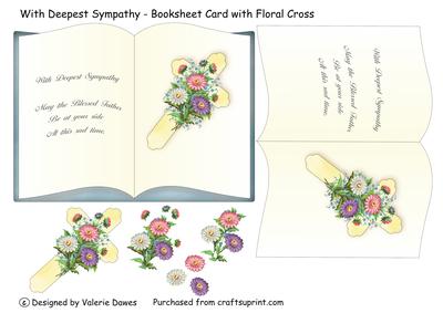 With Deepest Sympathy - Booksheet with Floral Cross