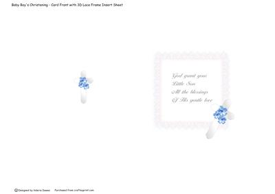 Baby Boy's Christening - Card Front with Lace Frame Insert
