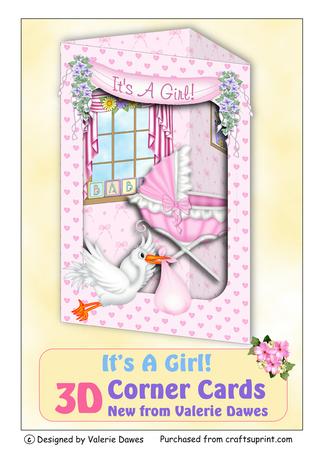 3D Corner Cards Kit - It's a Girl!