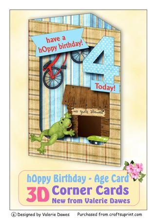 3D Corner Card Kit - Hoppy Birthday Boys Age Card