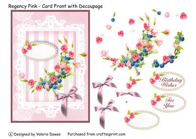 Regency Pink - Card Front with Decoupage