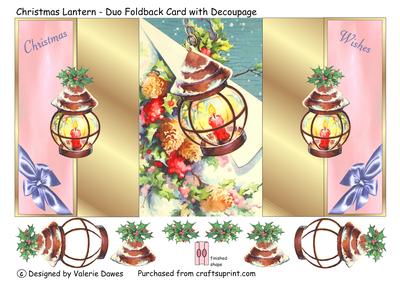 Christmas Lantern - Duo Foldback Card with Decoupage