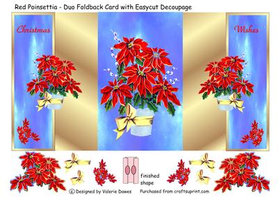 Red Poinsettias - Duo Foldback Card with Easycut Decoupage
