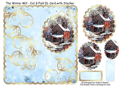 The Winter Mill - Cut & Fold Dl Card with Scalloped Stacker