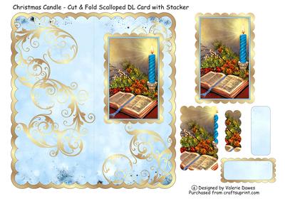 Christmas Candle - Scalloped Cut & Fold Dl Card with Stacker