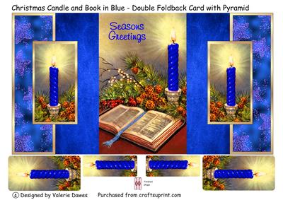 Christmas Candle & Book in Blue - Duo Fold Card & Stackers