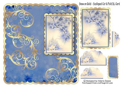 Snow on Gold - Scalloped Cut & Fold Dl with Bottom Stacker