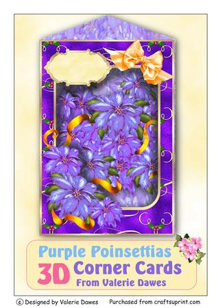 3D Corner Card Kit - Purple Poisettias