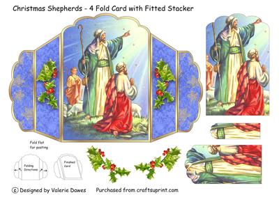 Christmas Shepherds - 4 Fold Card with Fitted Stacker