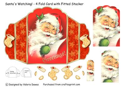Santa's Watching - 4 Fold Card with Fitted Stacker