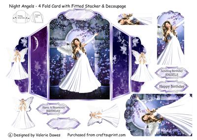 Night Angels - 4 Fold Card with Stacker & Decoupage
