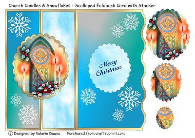 Church Candles & Snowflakes - Scalloped Foldback Card