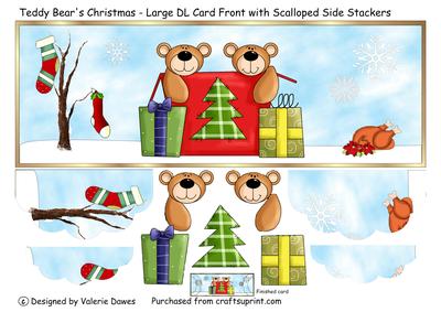 Teddy Bear's Christmas- Large Dl with Scalloped Side Stacker