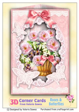 3D Corner Card Kit - Roses & Butterflies
