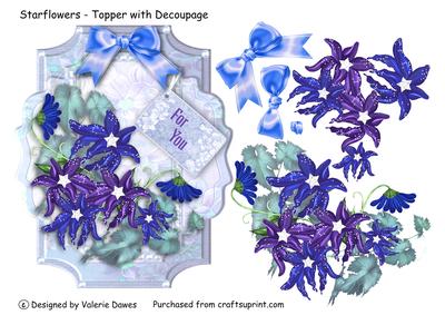 Starflowers - Large Topper with Decoupage