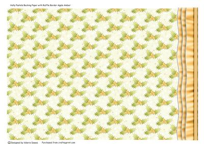 Holly Pastel Background with Ruffle Border Apples/amber