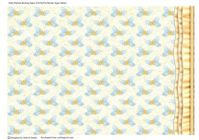Holly Pastel Background with Ruffle Border Aqua/amber