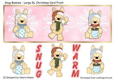 Snug Bunnies - Large Dl Christmas Card Front