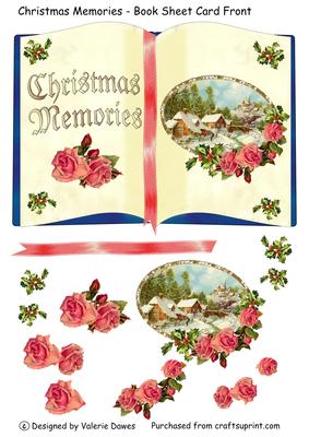 Christmas Memories - Book Sheet Card Front with Decoupage