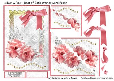 Silver & Pink - Best of Both Worlds Card Front or Topper